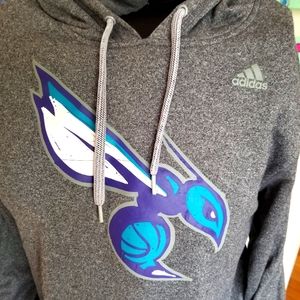 Adidas Gray Hoodie with Blue and White Logo